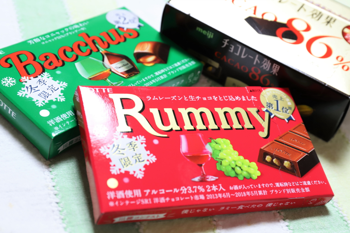 祖母（おばあ）が孫のために買ってきたバレンタインデーのチョコレート、Rummy、Bacchus、チョコレート効果cacao86%
