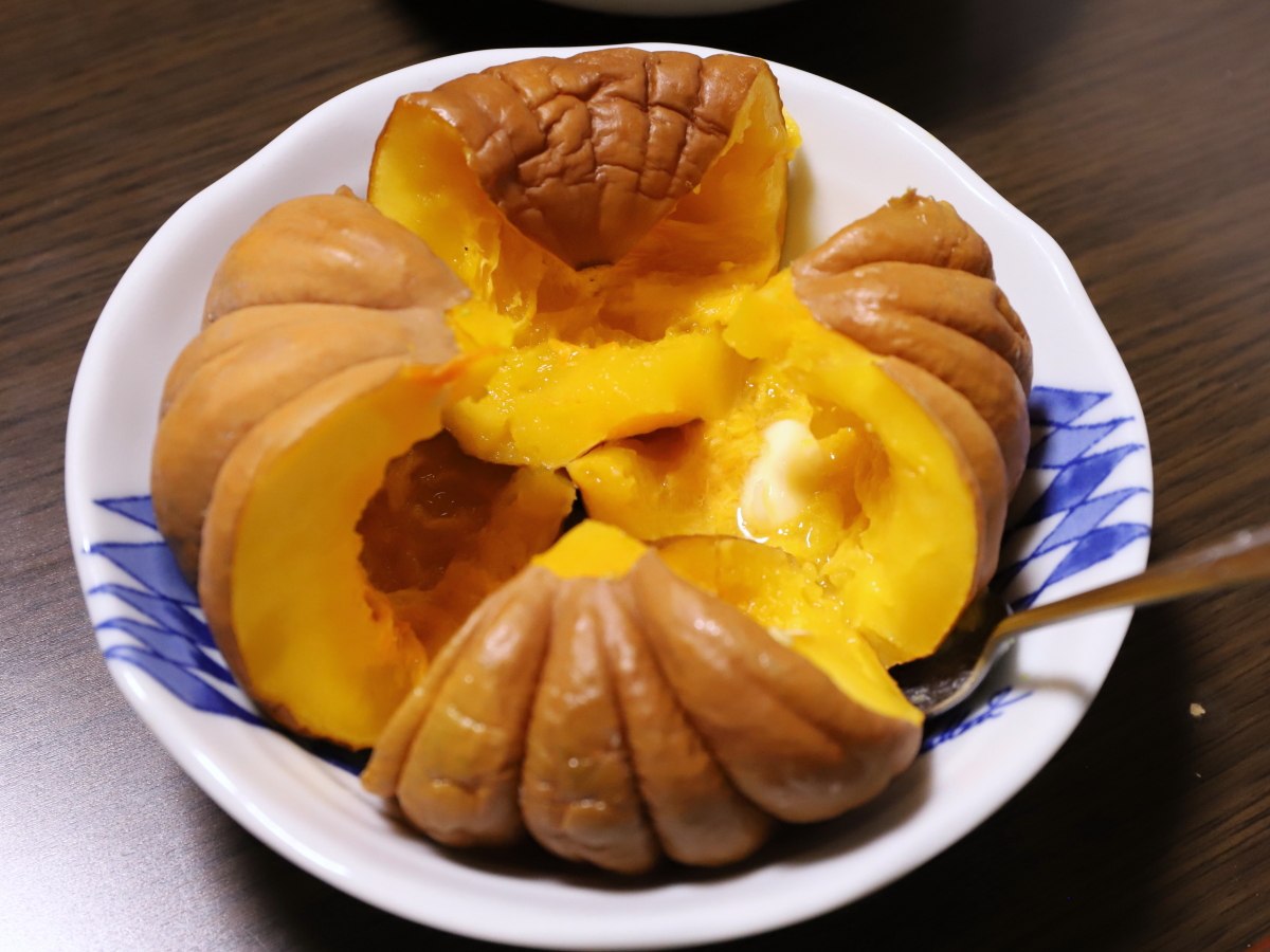 電子レンジで加熱したカボチャ